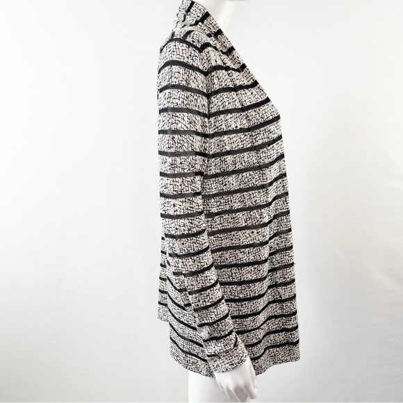 Neiman Marcus Cashmere Collection Gray Striped Open Front Cardigan Sweater Sz S - Picture 5 of 9